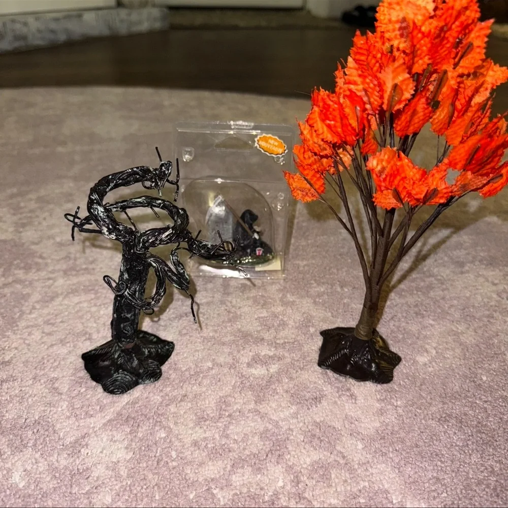 Lemax Retired Rare Trick or Treaters Grim Reaper Trees Set Lot Spooky Town